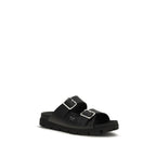 Prada Black Calf Leather Bos Taurus Flat Sandals Prada