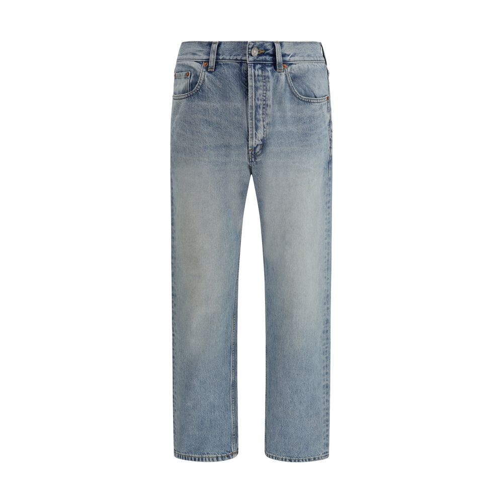 Saint Laurent Blue Cotton Straight-Leg Jeans Saint Laurent