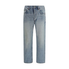 Saint Laurent Blue Cotton Straight-Leg Jeans Saint Laurent