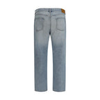 Saint Laurent Blue Cotton Straight-Leg Jeans Saint Laurent