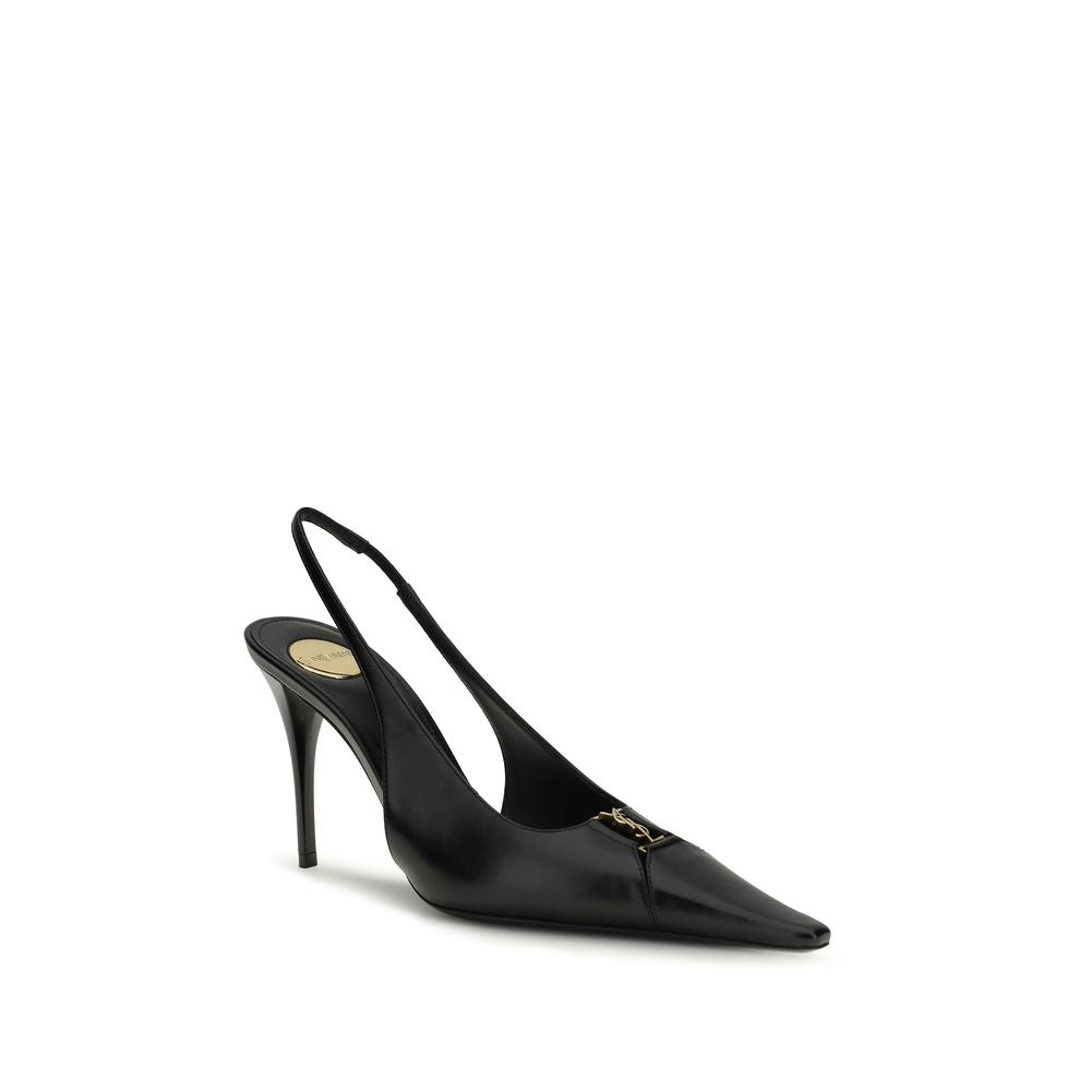 Saint Laurent Black Calf Leather Bos Taurus High Heel Pumps Saint Laurent