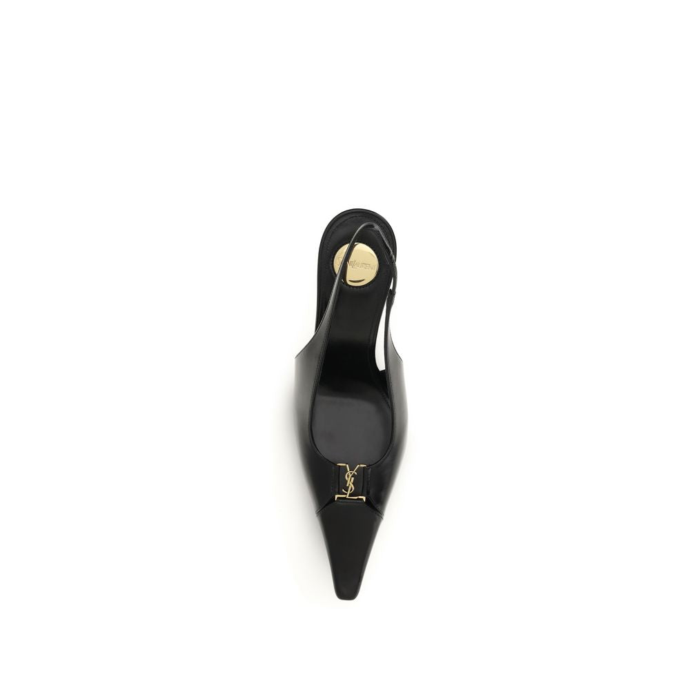 Saint Laurent Black Calf Leather Bos Taurus High Heel Pumps Saint Laurent