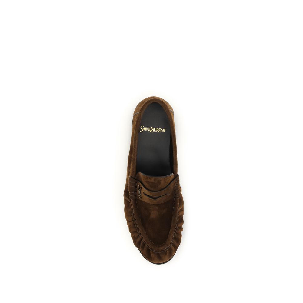 Saint Laurent Brown Calf Leather Bos Taurus Slip-On Loafers Saint Laurent