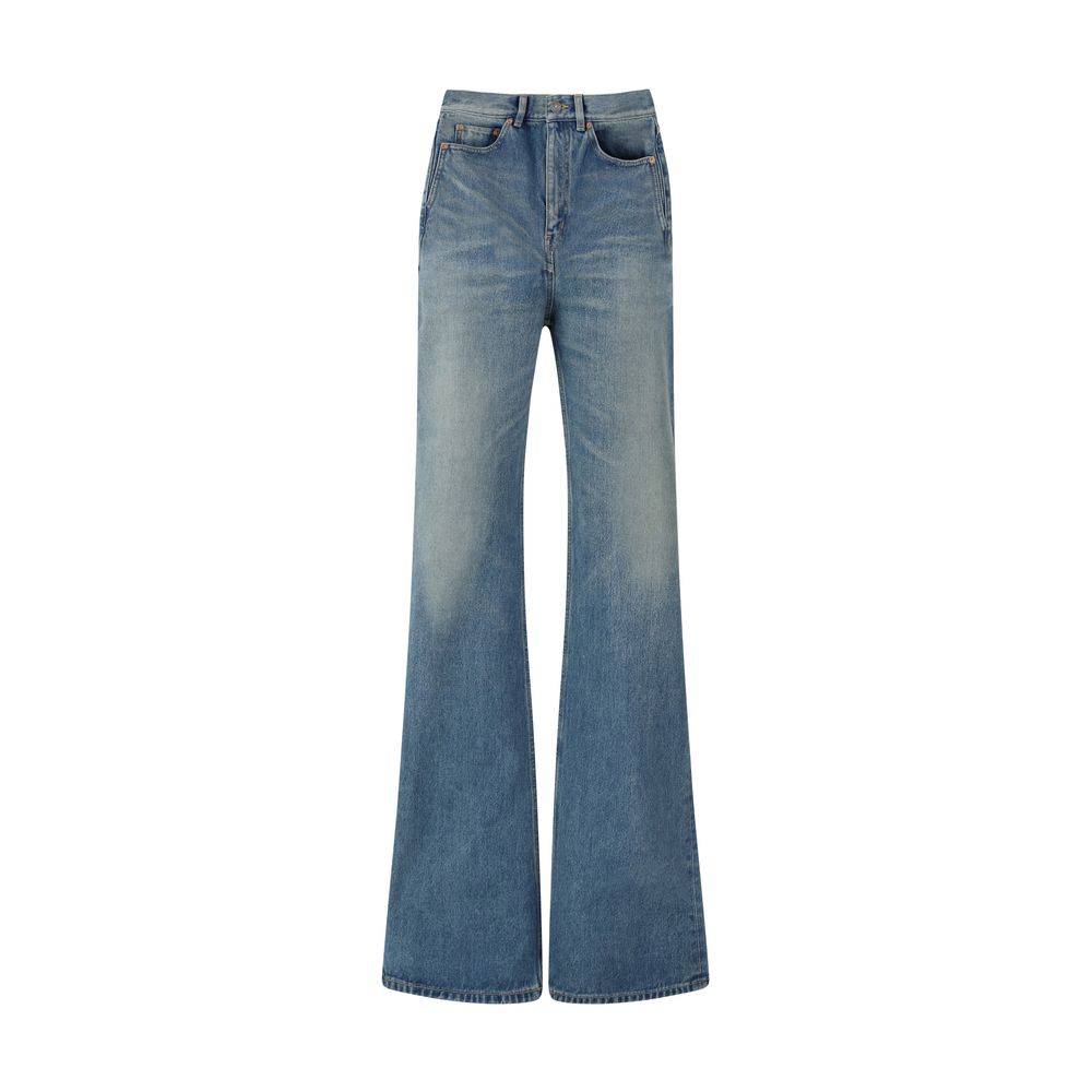 Saint Laurent Blue Cotton Flared Jeans Saint Laurent