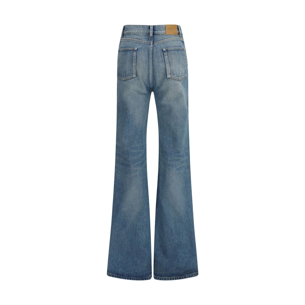 Saint Laurent Blue Cotton Flared Jeans Saint Laurent