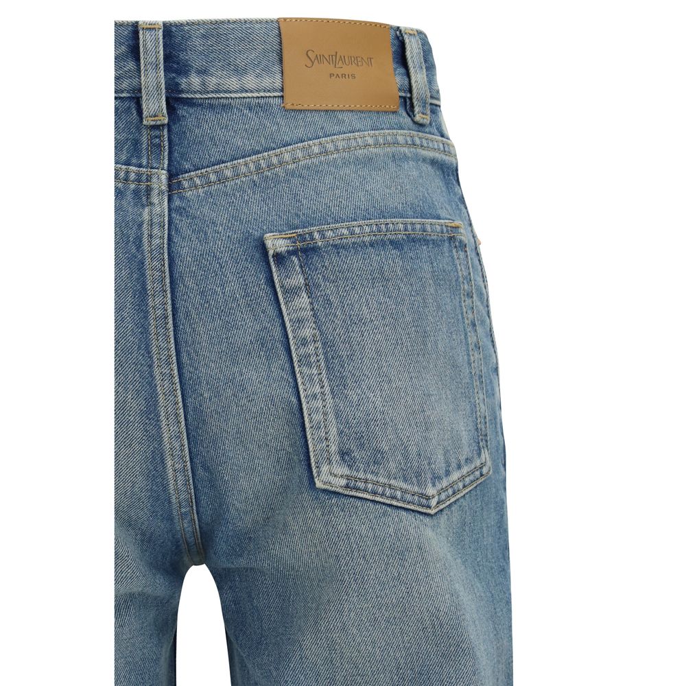 Saint Laurent Blue Cotton Flared Jeans Saint Laurent