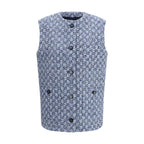 Gucci Blue Cotton Sleveless Jacket Gucci