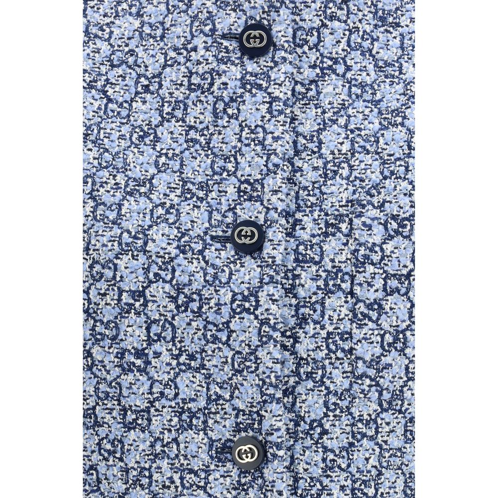 Gucci Blue Cotton Sleveless Jacket Gucci