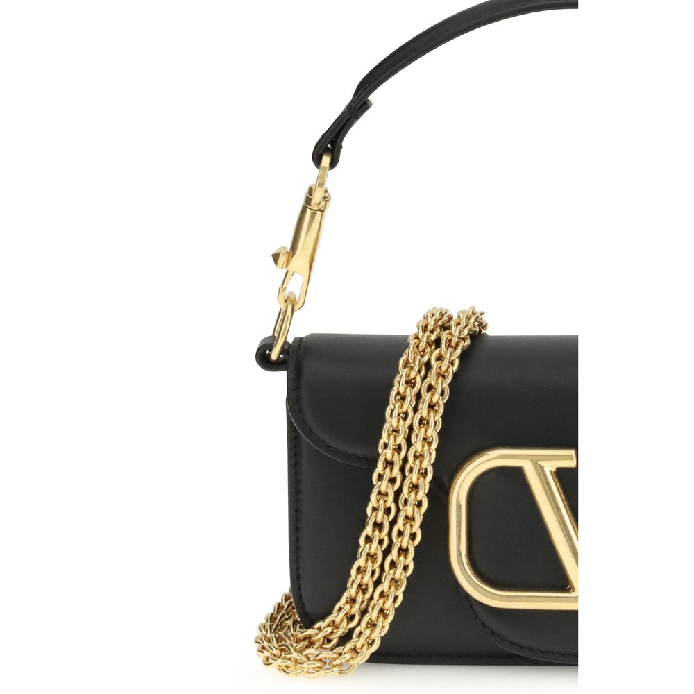 Valentino Garavani Black Calf Leather Bos Taurus Shoulder Bag Valentino Garavani