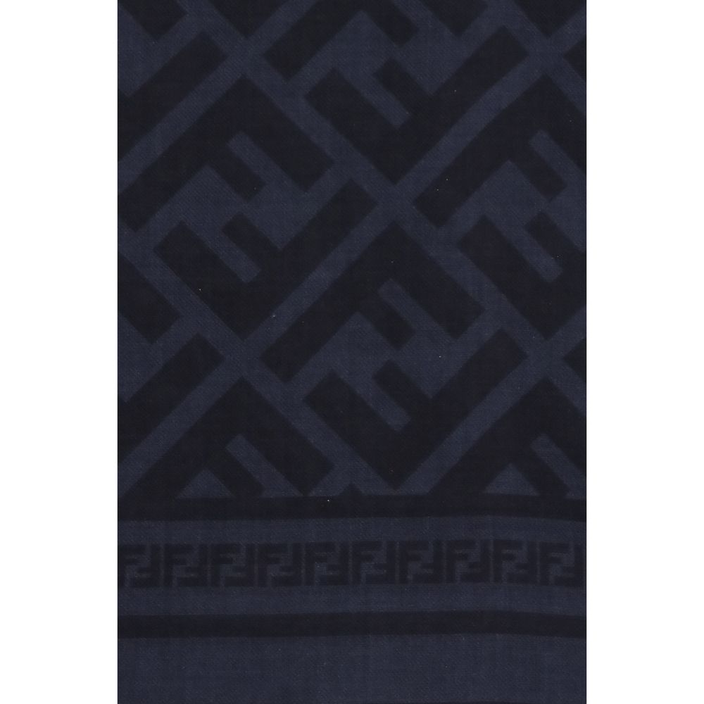 Fendi Blue Wool Oves Aries Scarf Fendi