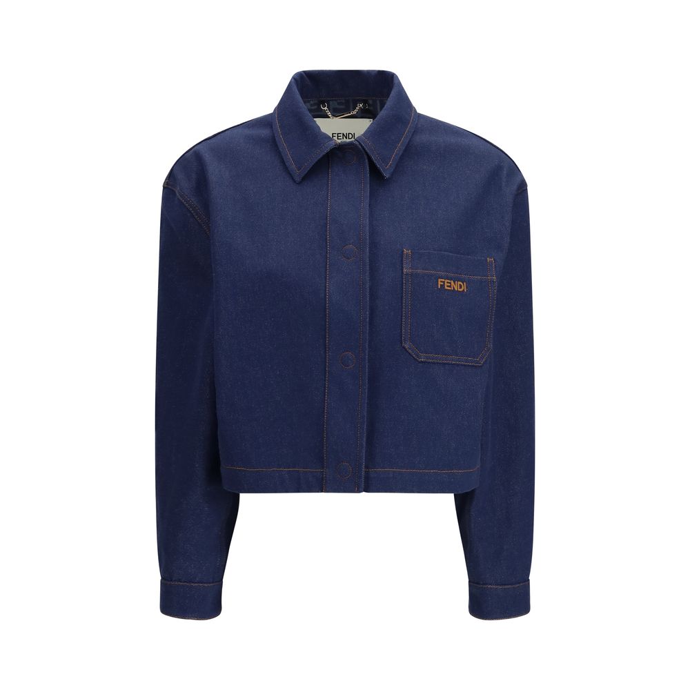 Fendi Blue Cotton Denim Jacket Fendi