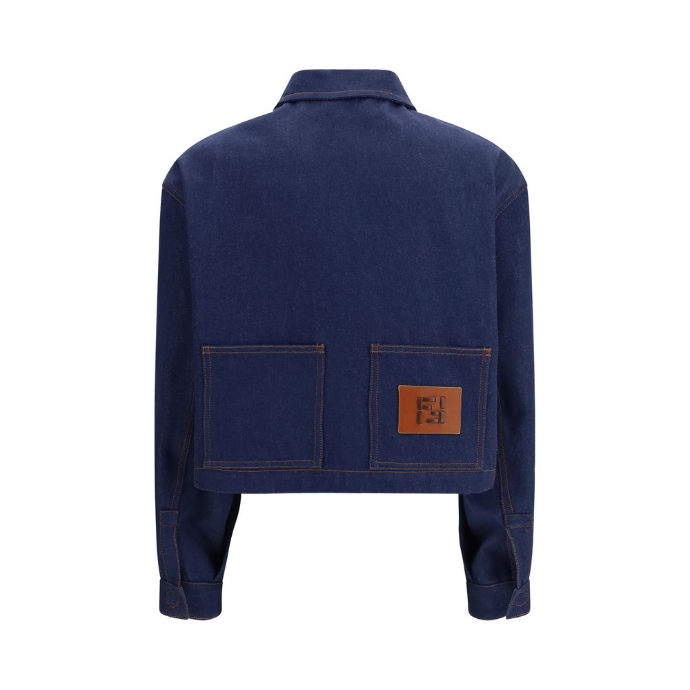 Fendi Blue Cotton Denim Jacket Fendi