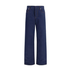 Fendi Blue Cotton Straight-Leg Jeans Fendi