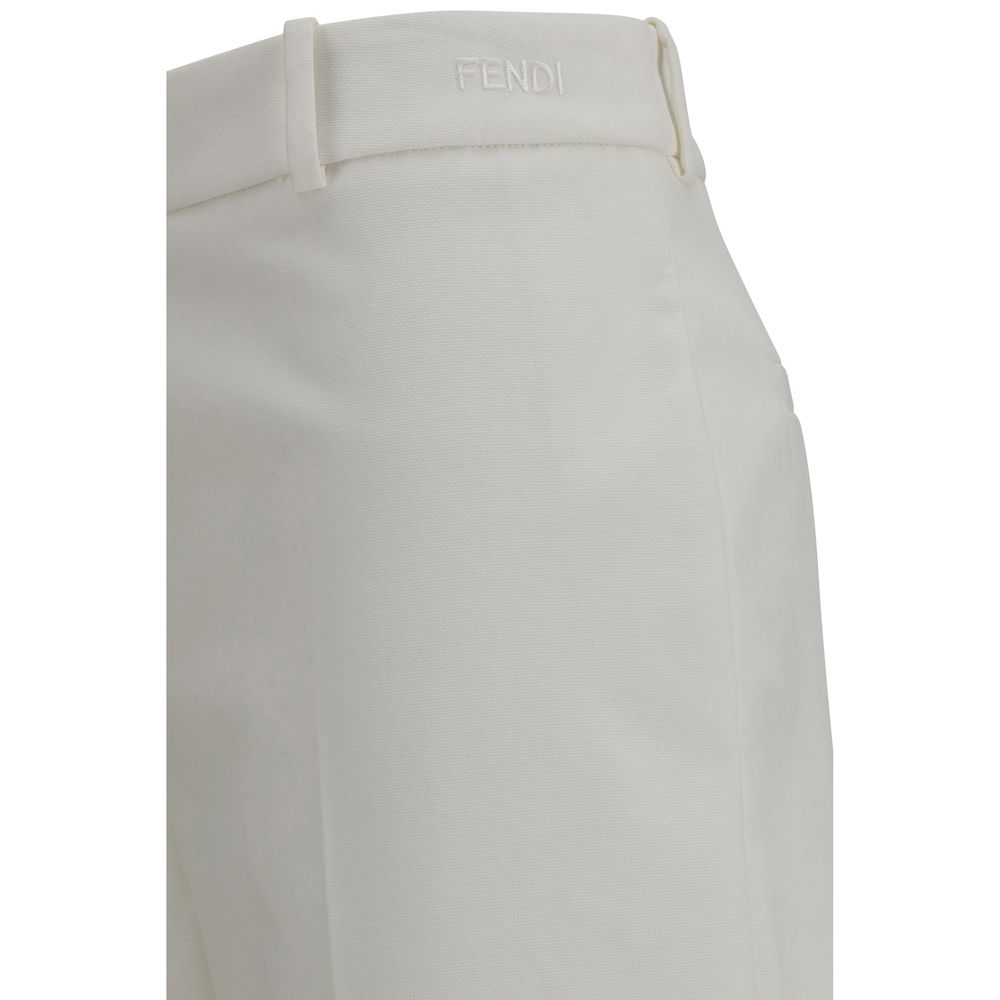 Fendi White Cotton Pants Fendi