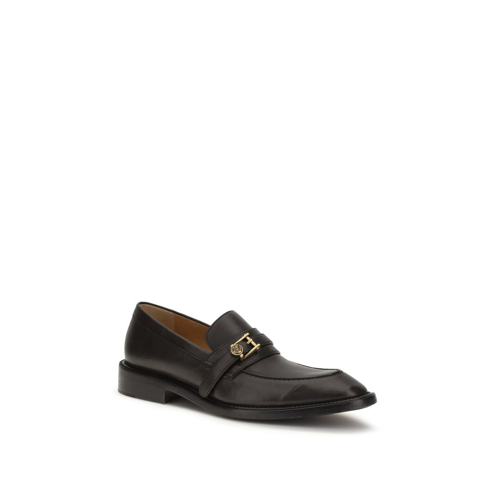 Versace Black Calf Leather Bos Taurus Slip-On Loafers Versace