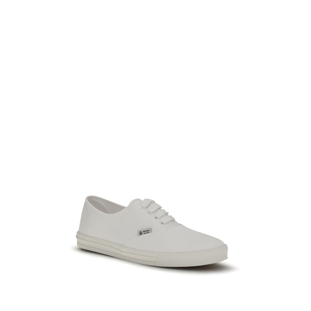 Prada White Cotton Low Top Sneakers Prada