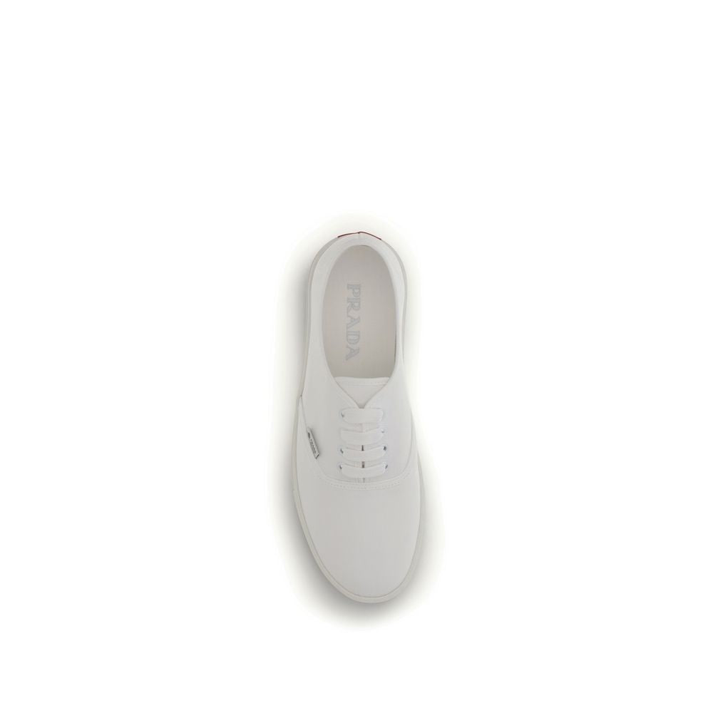 Prada White Cotton Low Top Sneakers Prada