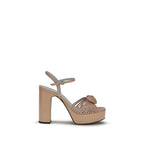 Valentino Garavani Beige Goatskin Platform Sandals Valentino Garavani