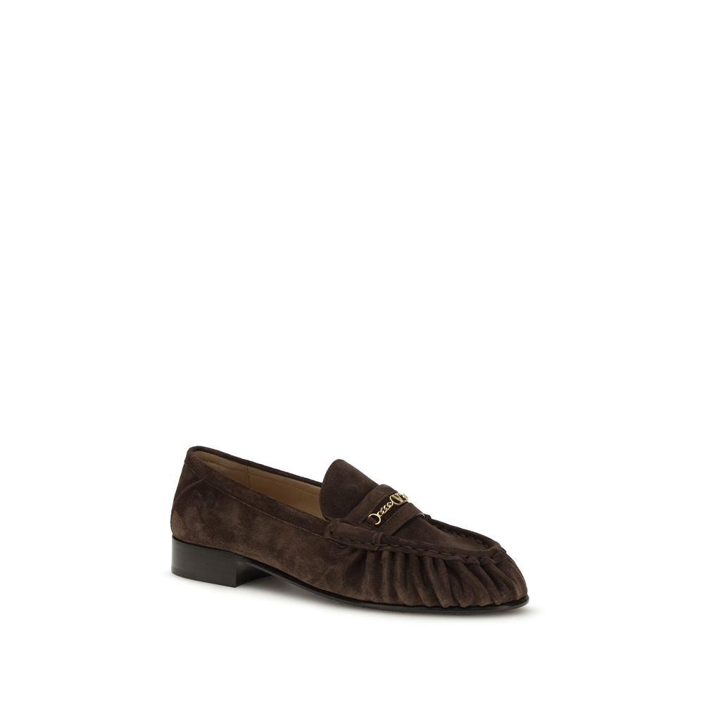 Valentino Garavani Brown Calf Leather Bos Taurus Slip-On Loafers Valentino Garavani