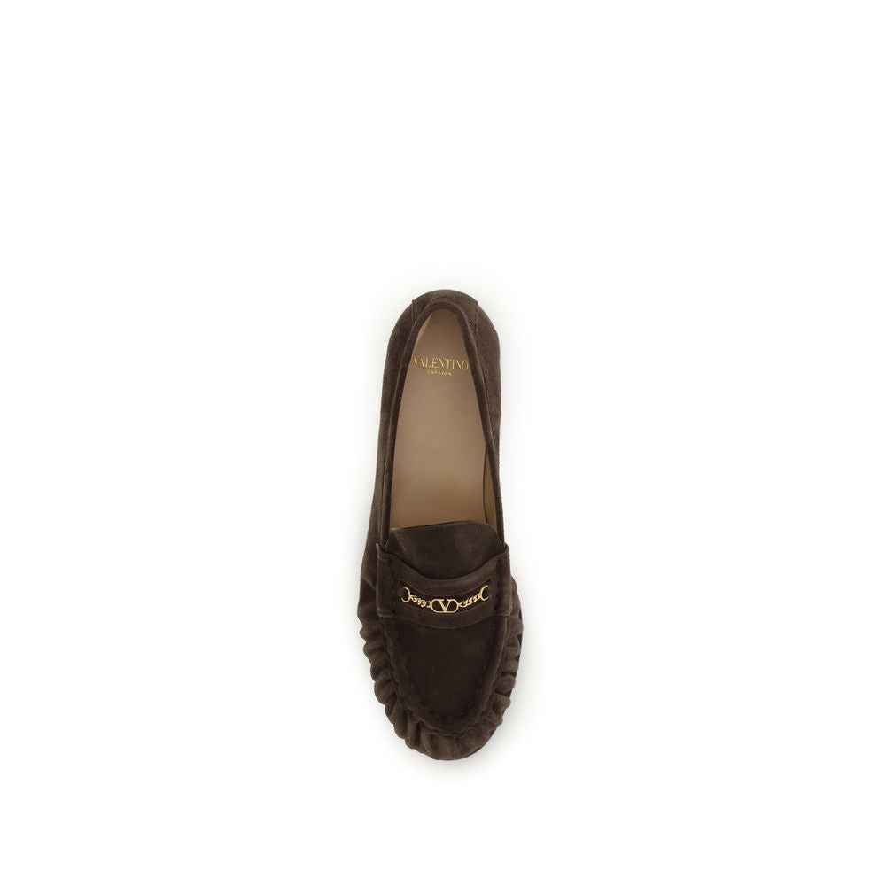 Valentino Garavani Brown Calf Leather Bos Taurus Slip-On Loafers Valentino Garavani