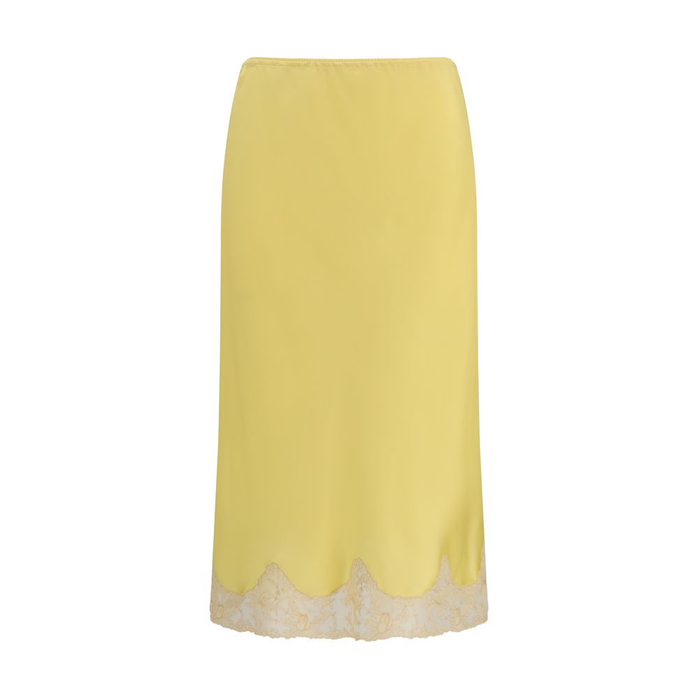 Saint Laurent Bicolor Silk Midi Skirt Saint Laurent