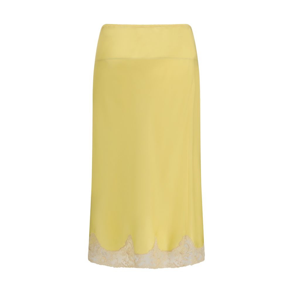Saint Laurent Bicolor Silk Midi Skirt Saint Laurent
