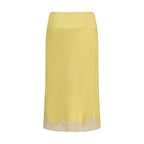 Saint Laurent Bicolor Silk Midi Skirt Saint Laurent