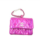 Chanel Iridescent Pink Quilted Leather Pouch Chanel