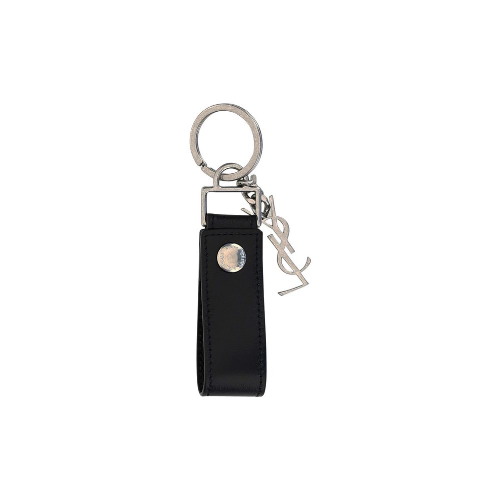 Saint Laurent Black Calf Leather Bos Taurus Keychain Saint Laurent