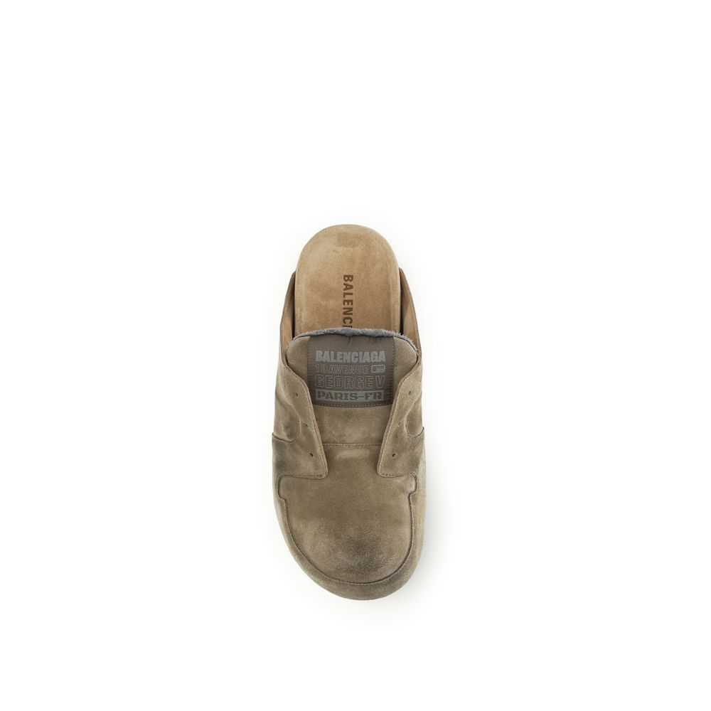 Balenciaga Beige Calf Leather Bos Taurus Mules Balenciaga