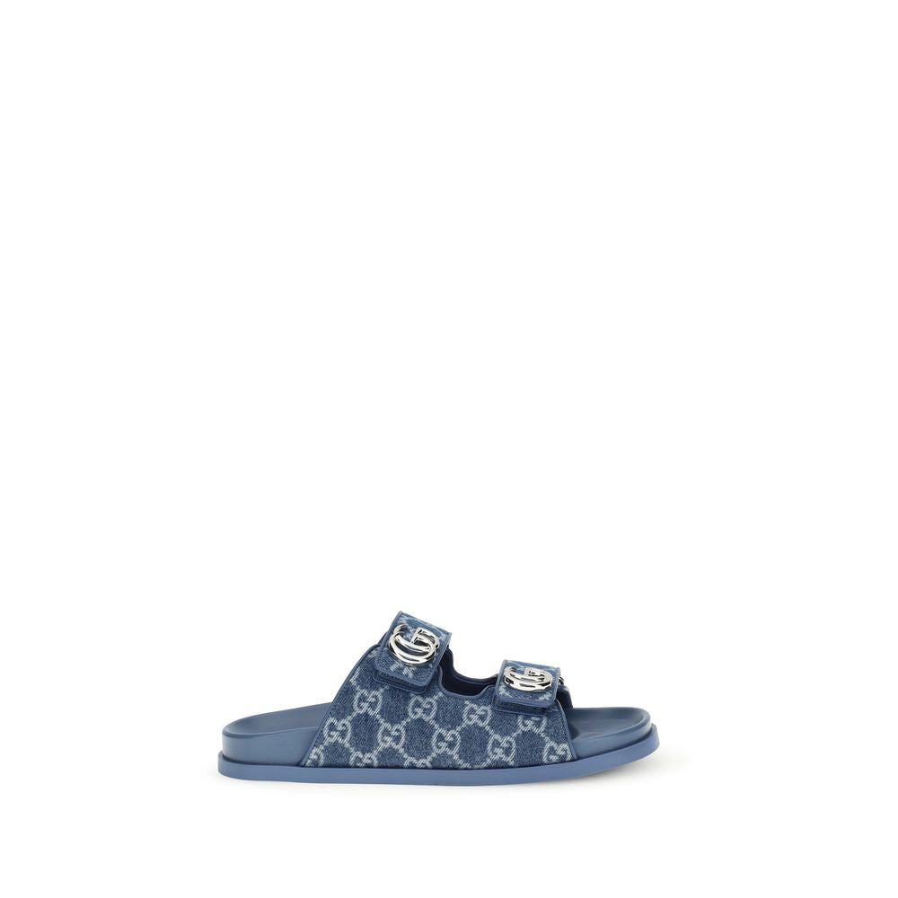 Gucci Blue Cotton Flat Sandals Gucci