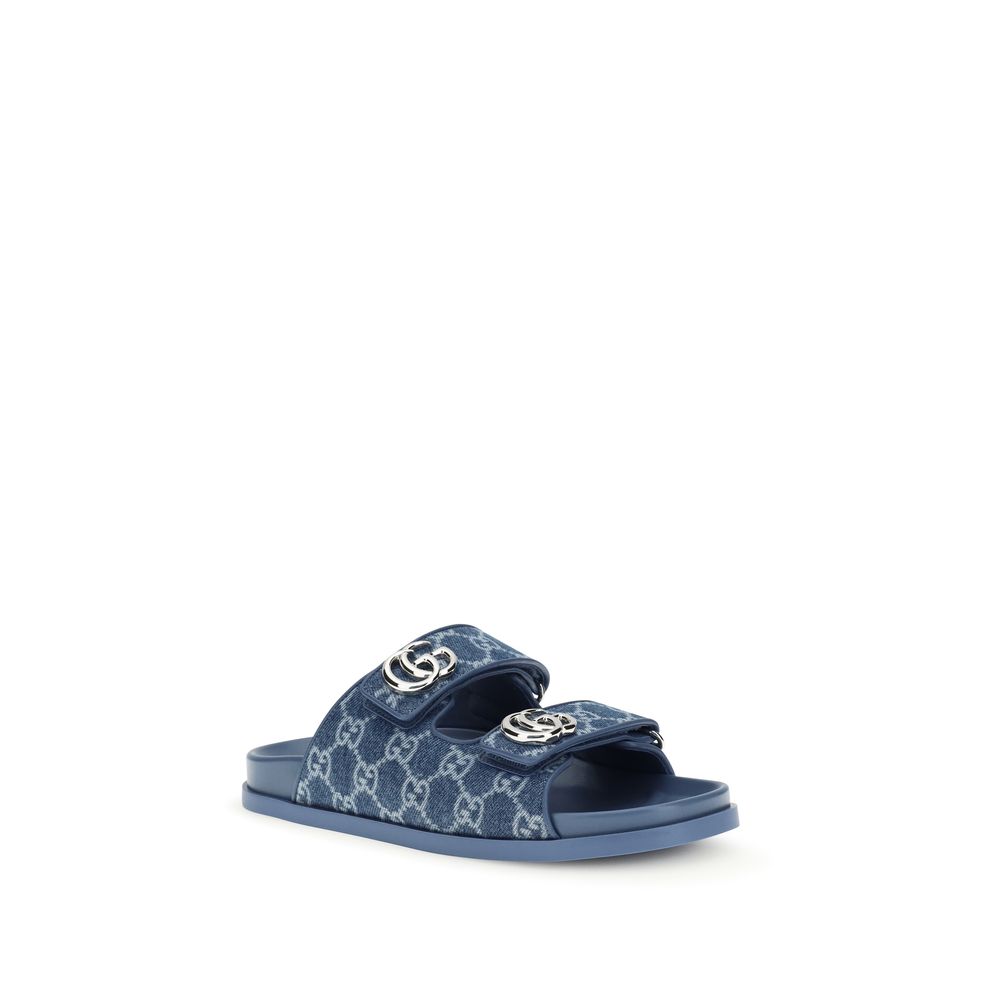 Gucci Blue Cotton Flat Sandals Gucci