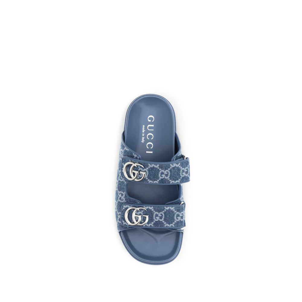 Gucci Blue Cotton Flat Sandals Gucci