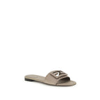 Fendi Gray Calf Leather Bos Taurus Flat Sandals Fendi