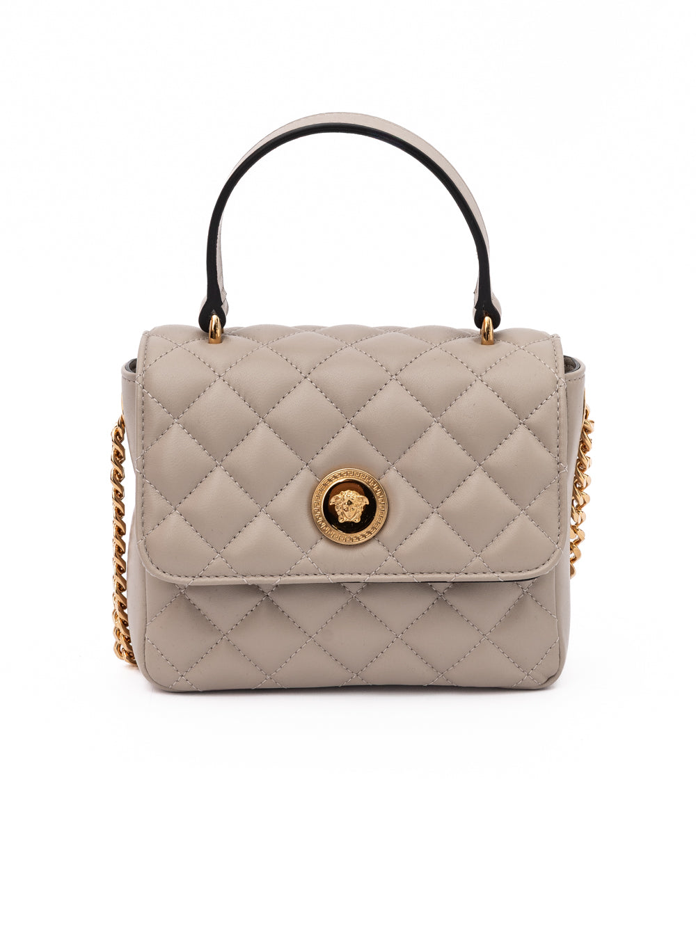 Versace Taupe Quilted Leather Handbag Versace