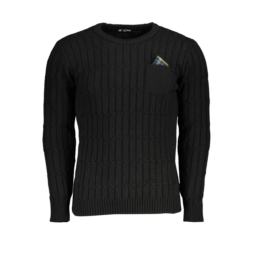 U.S. Grand Black Acrylic Men Sweater U.S. Grand
