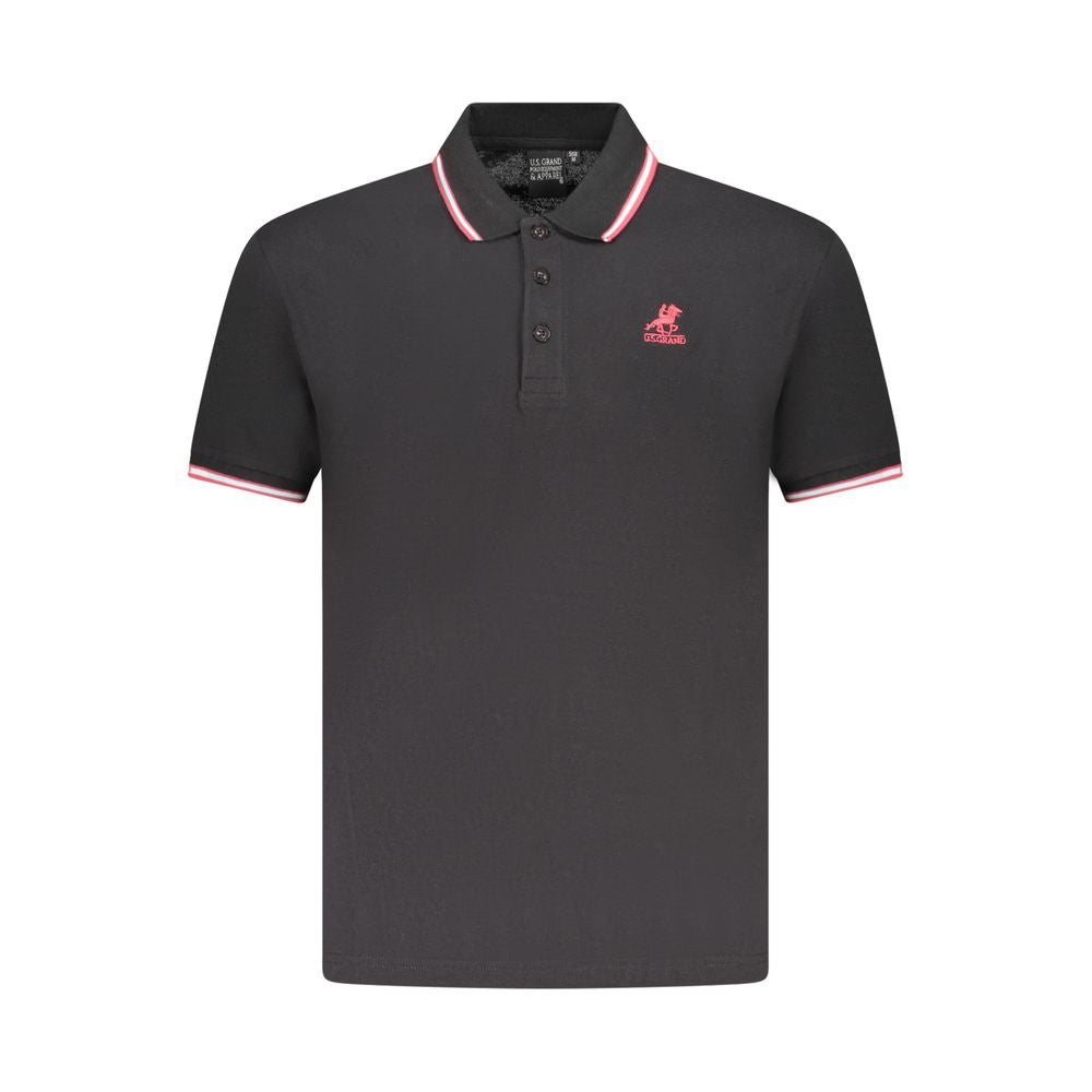 U.S. Grand Black Cotton Mens Polo Shirt U.S. Grand