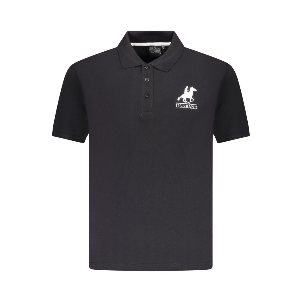 U.S. Grand Black Cotton Men Polo U.S. Grand