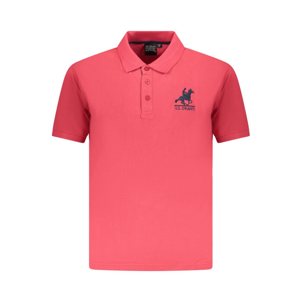 U.S. Grand Red Cotton Men Polo Shirt U.S. Grand
