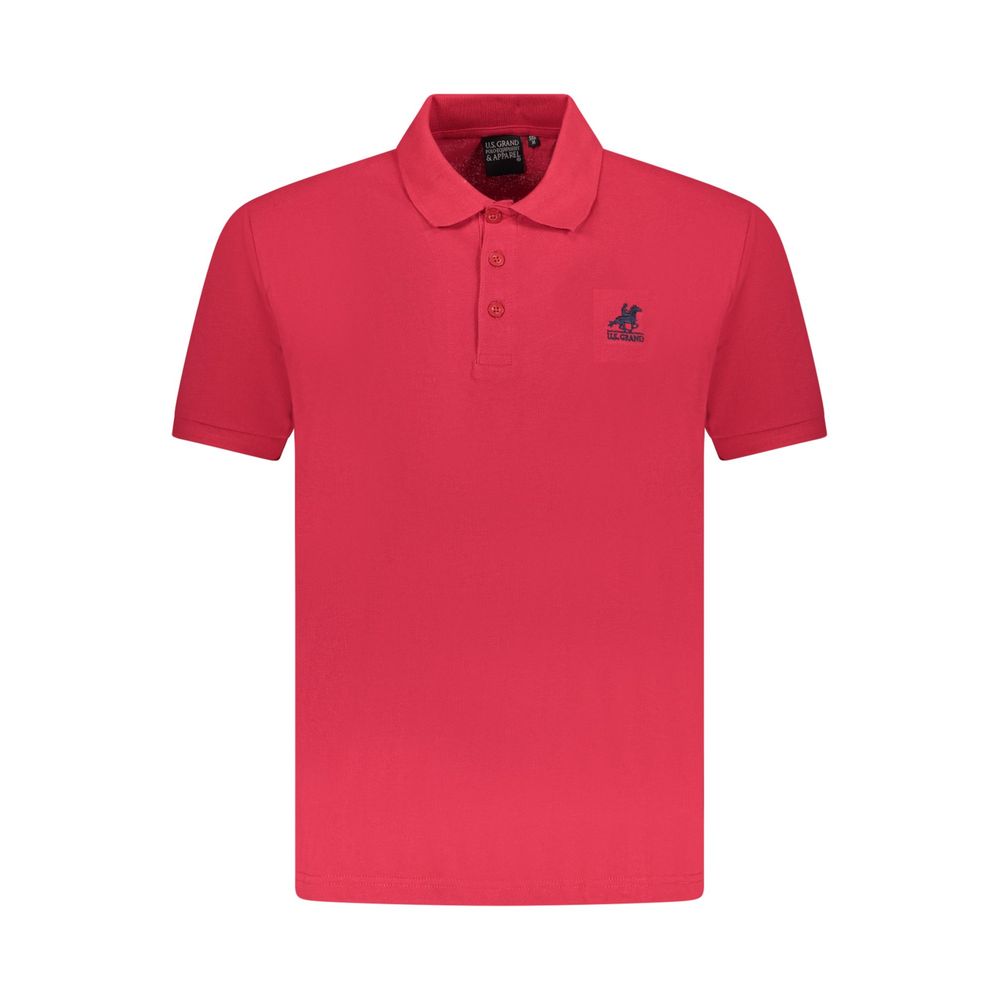 U.S. Grand Red Cotton Men Polo Shirt U.S. Grand