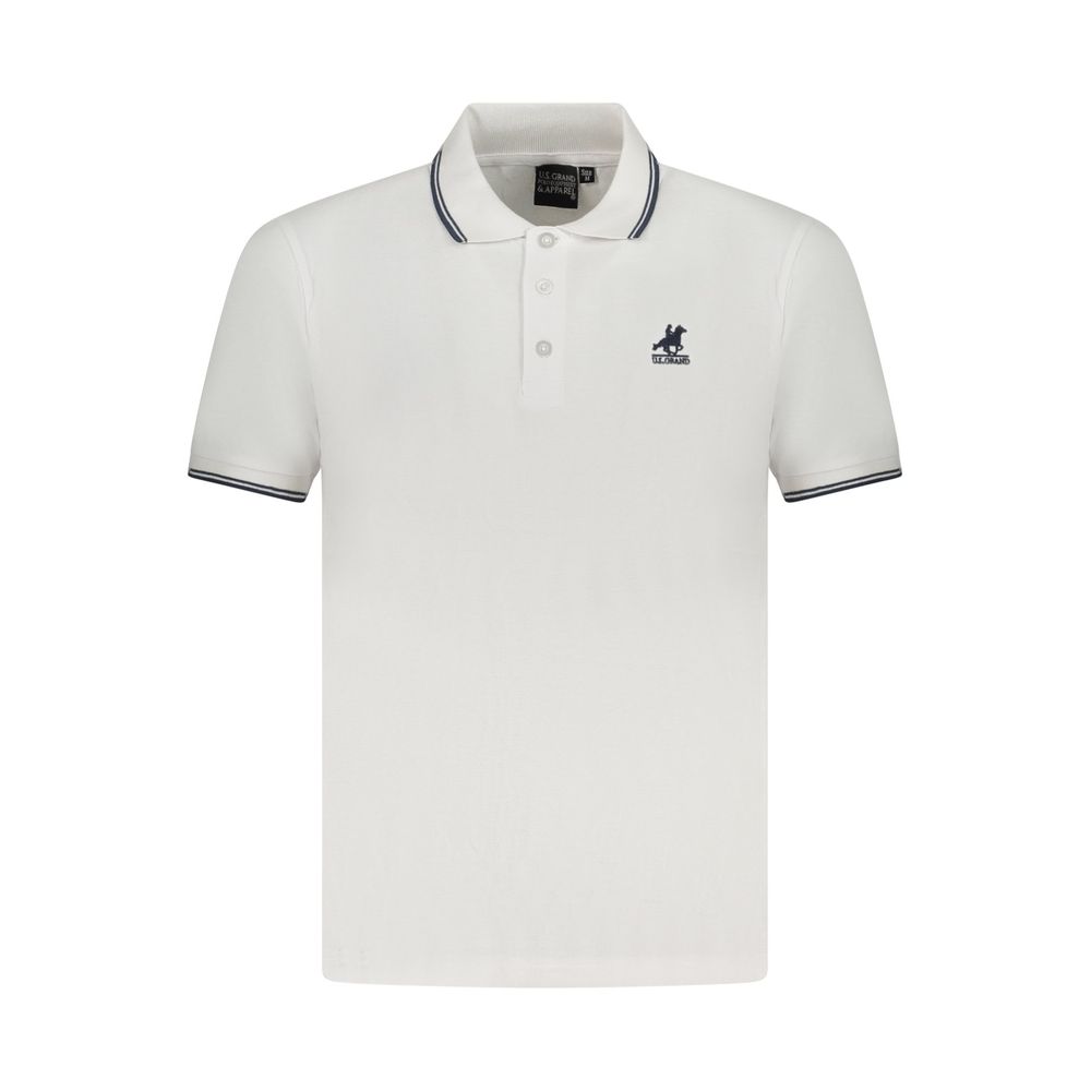 U.S. Grand White Cotton Men Polo Shirt U.S. Grand