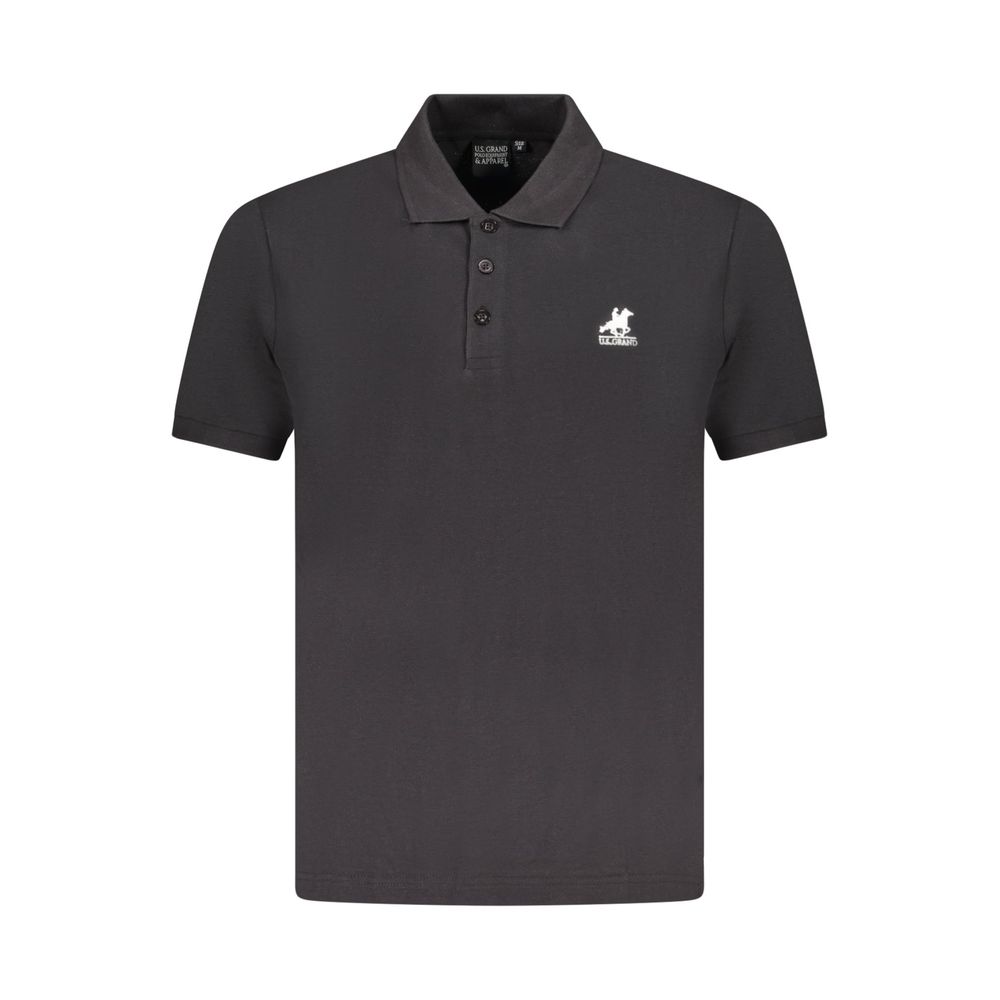 U.S. Grand Black Cotton Mens Polo Shirt U.S. Grand