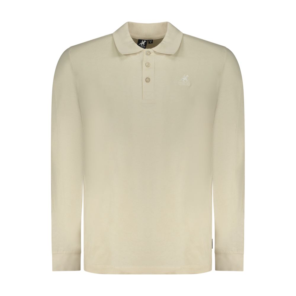 U.S. Grand Beige Cotton Men Polo Shirt U.S. Grand