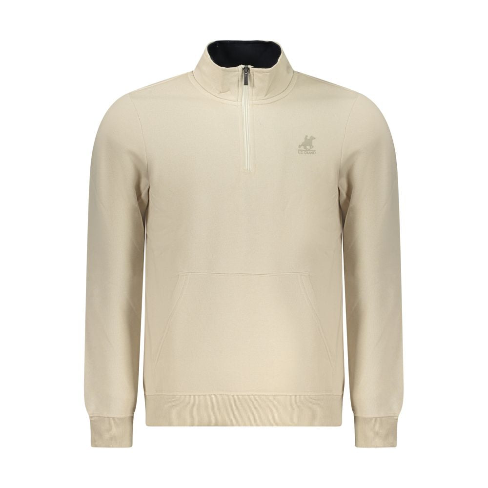 U.S. Grand Beige Polyester Men Sweatshirt U.S. Grand