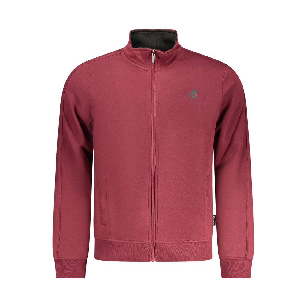 U.S. Grand Red Cotton Men's Sweatshirt with Zip and Pockets U.S. Grand