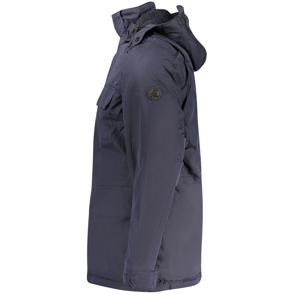 U.S. Grand Blue Polyester Men's Parka Jacket U.S. Grand