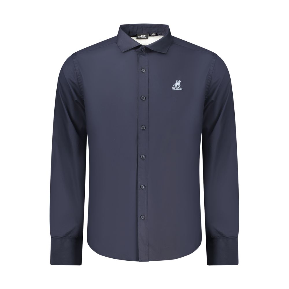 U.S. Grand Blue Cotton Men Shirt U.S. Grand