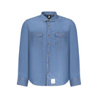 U.S. Grand Blue Cotton Men Shirt U.S. Grand