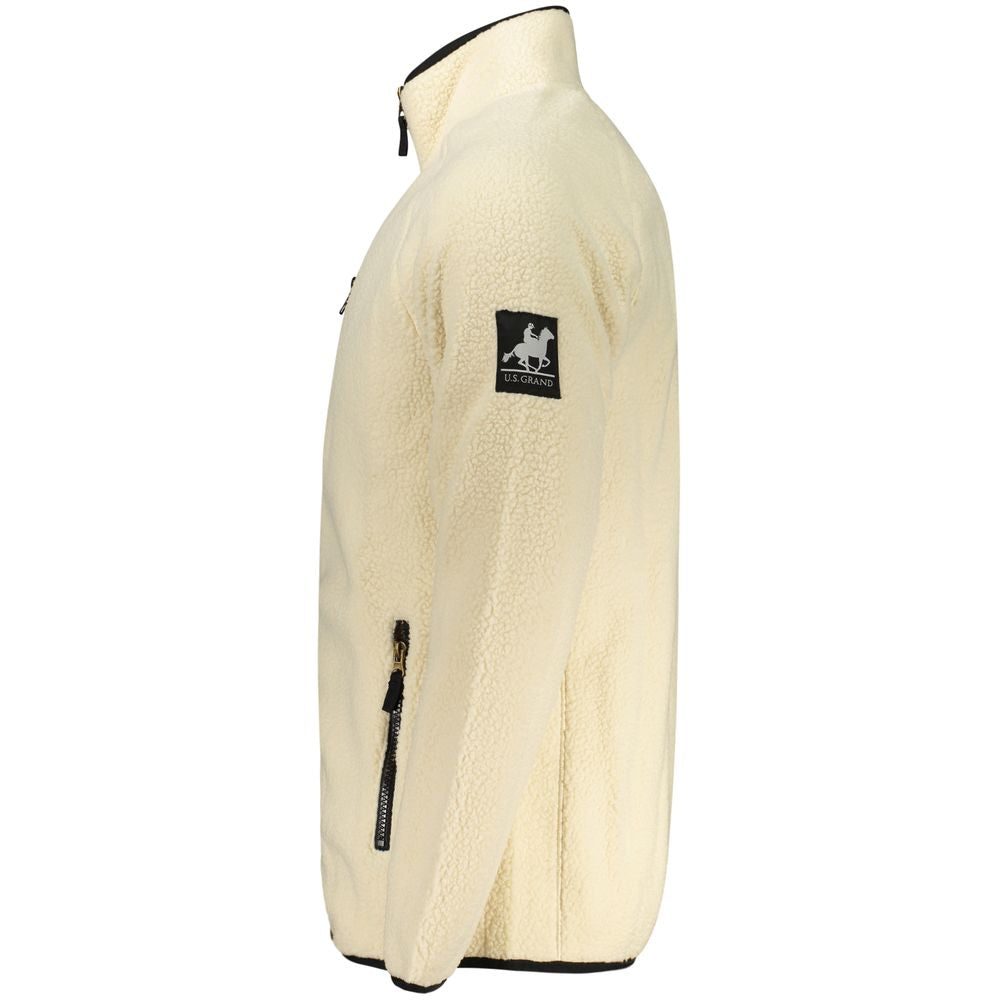U.S. Grand White Polyester Men Sweatshirt U.S. Grand