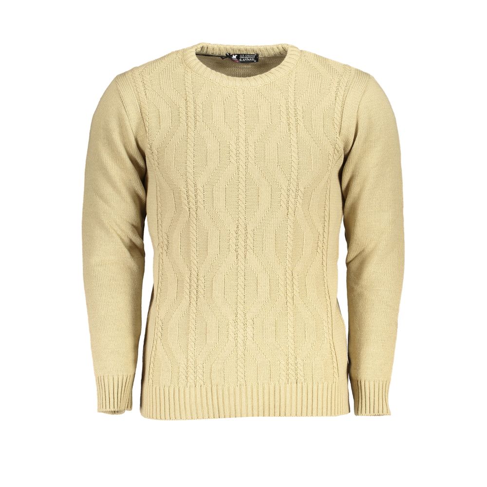 U.S. Grand Beige Acrylic Men Sweater U.S. Grand
